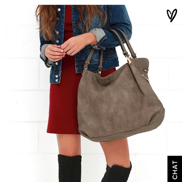 Lulus Handbags - Gray taupe hobo slouchy shoulder bag